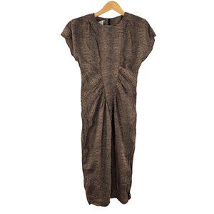 VTG All That Jazz snake snakeskin midi cocktail ruched dress brown sz